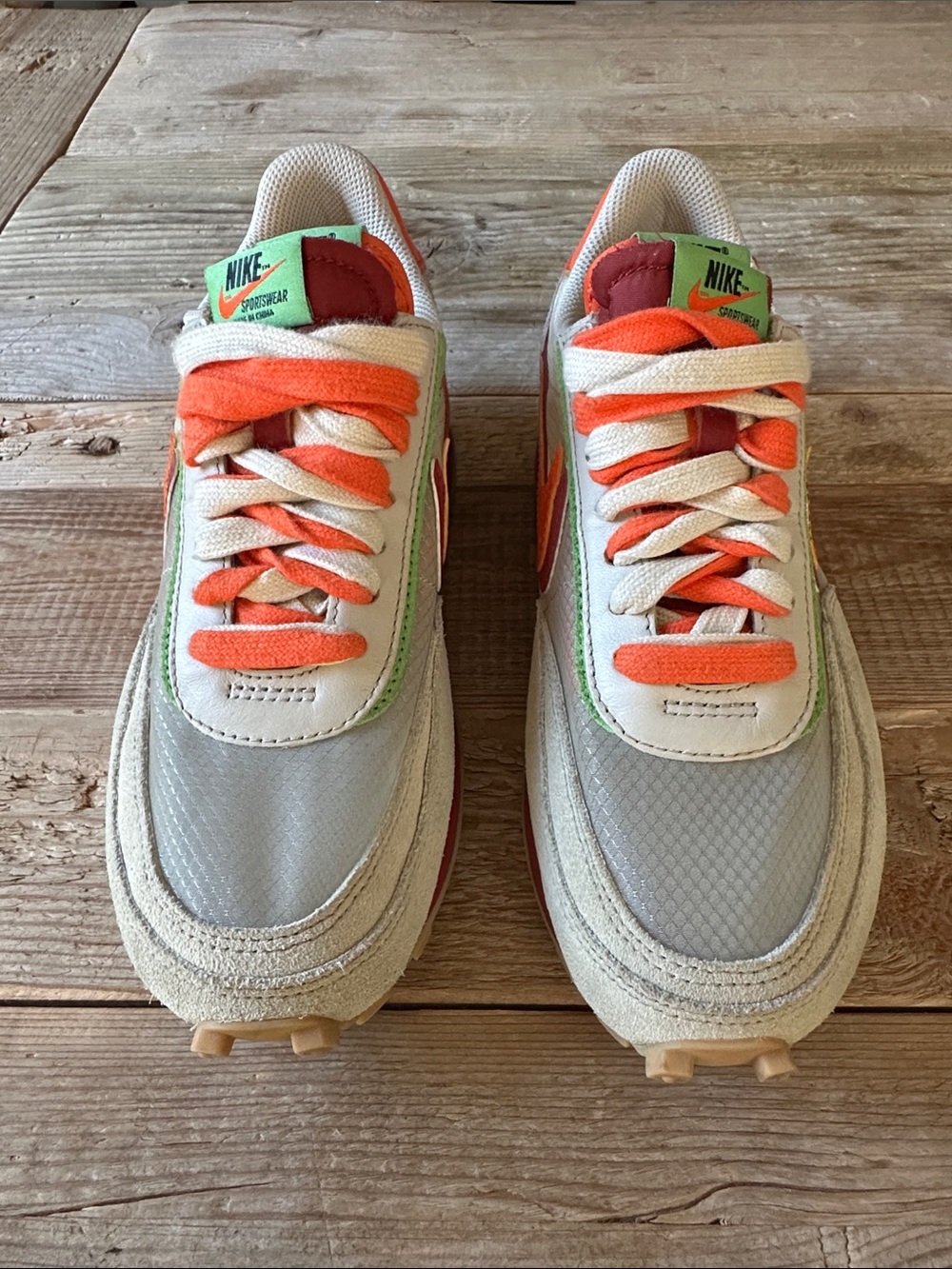 NIKE x LDWaffle x sacai x CLOT
Orange Blaze designer sneakers. men’s 6 women’s 8